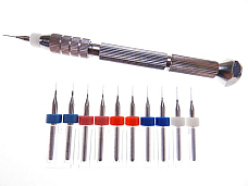 10pc .2 .25 .3 .35 .4mm 3D Printer Extruder Nozzle Clog KIT Bits + Pin Vise Tool