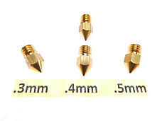 4 qty .3mm .4mm .5mm 3D Printer Nozzle MK7 MK8 makerbot RepRap 1.75mm ABS PLA